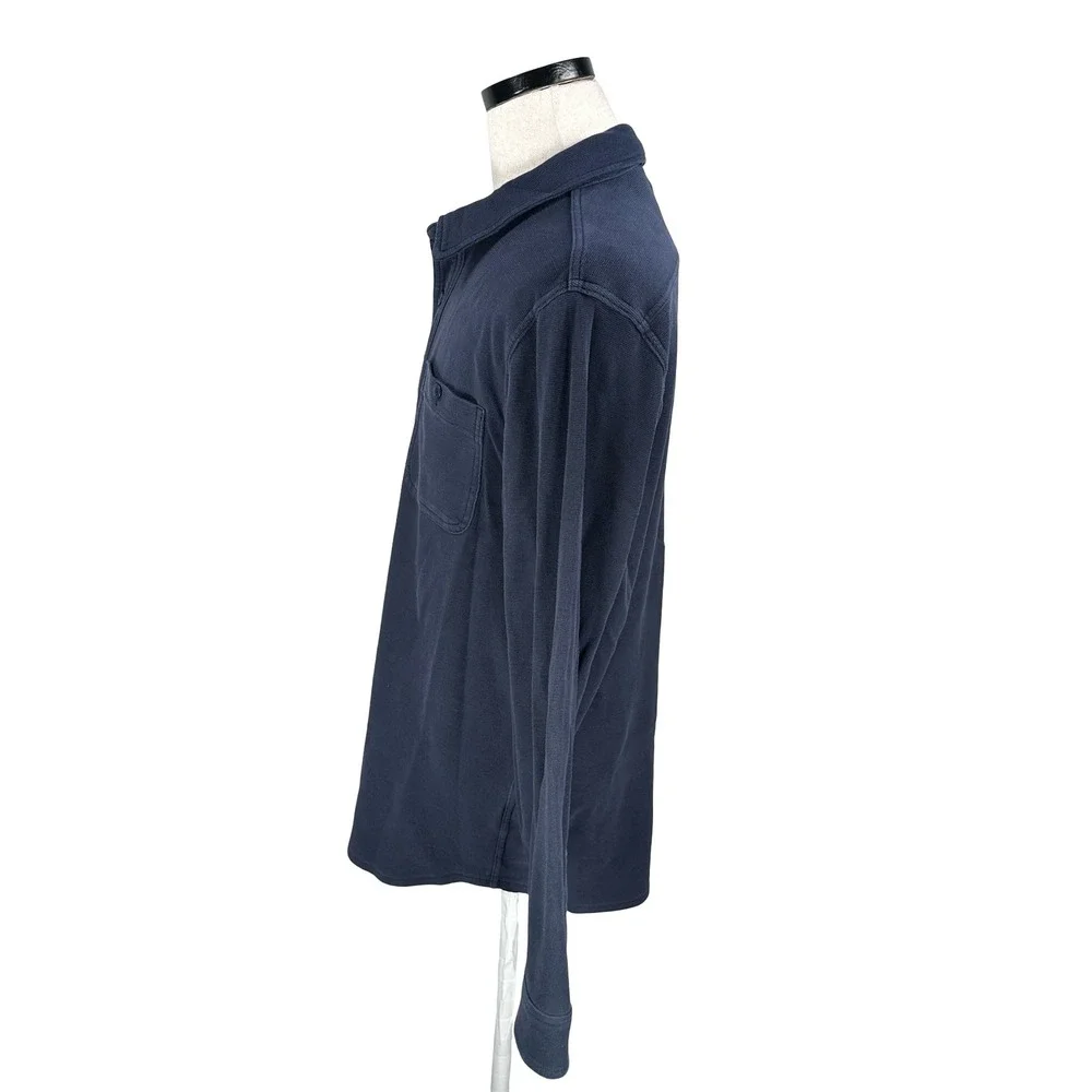 J.‎ Crew Oarsman Men's Long Sleeve Button Up Shirt Navy Blue Waffle XL